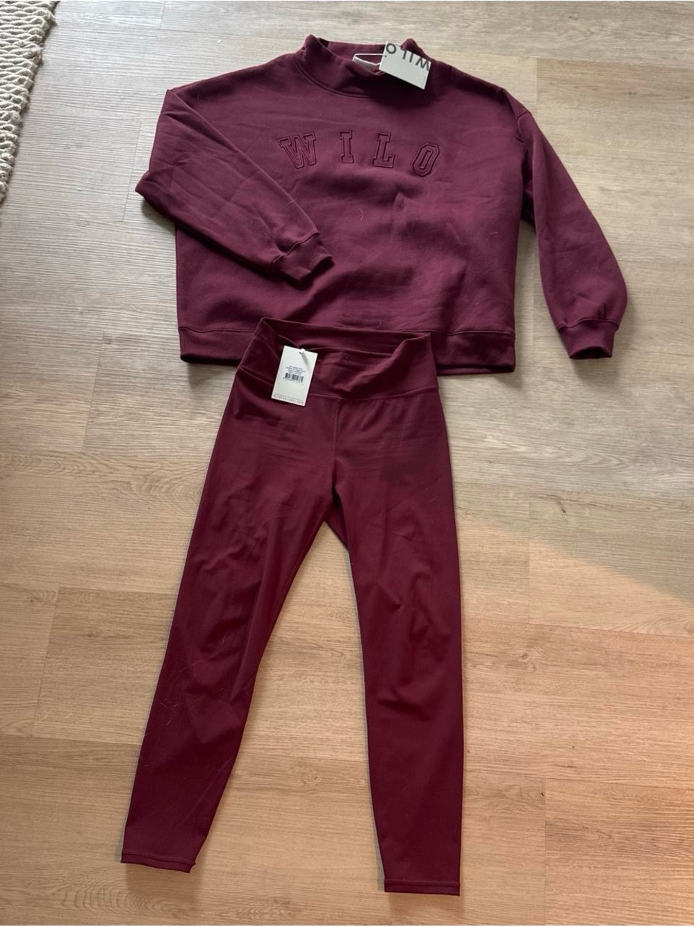 WILO the label burgundy funnel neck legging set